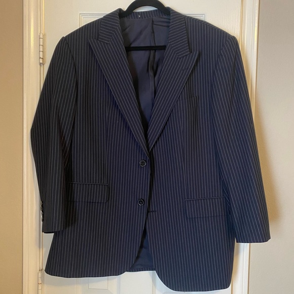 Men’s blue pinstripe coat custom from gariane Dallas-VITALE BARBERIS CANONICO - Picture 6 of 11